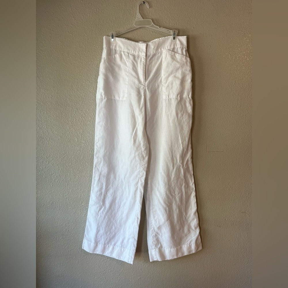 Chico's White Elastic Waist Wide Leg Pants